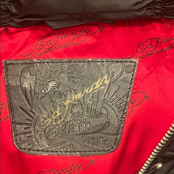 Limited edition Ed Hardy Christian Audigier puffer jacket with hood Adult Large - Picture 3 of 16